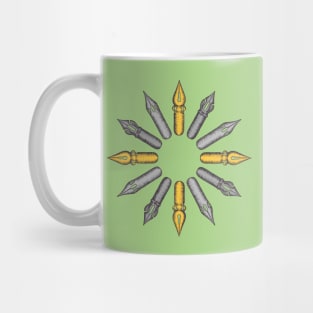 Dip Pen Nibs Circle (Green, Yellow, Gray) Mug